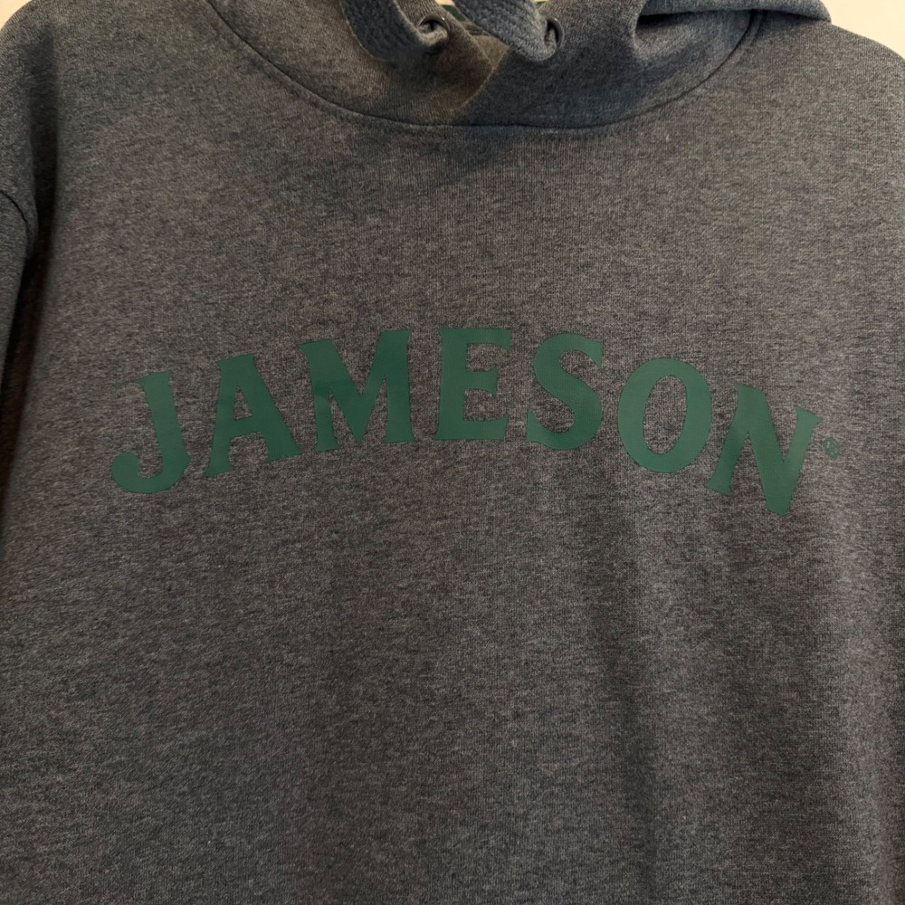 Jameson Irish Whiskey Hoodie Mens Medium Charcoal Gray Green Logo Pullover - Picture 11 of 14